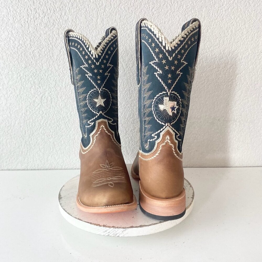 Lane RODEO HOUSTON Mens Cowboy Boots Size 15B Brown Leather Western Blunt Toe